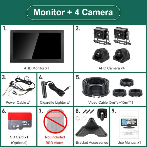 10.1-inch 4-channel Touch Screen Smart Blind Spot Radar BSD Alarm Truck Bus DVR Recorder Monitor with AHD 1080P Dash... — Rearview Safety Systems, JOHO