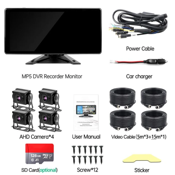 10.36-inch 4-Channel Touch Screen Car MP4 DVR Recorder Monitor — Security Video Recorders, JOHO - CarGear