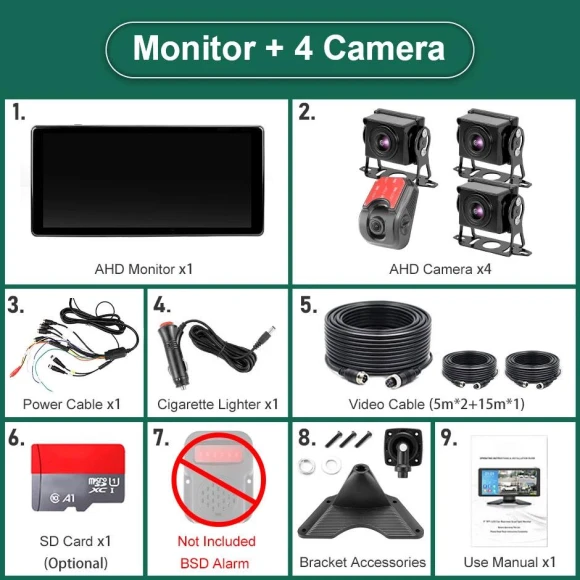 10.36-inch 4-channel touch screen smart blind spot radar BSD alarm DVR recorder monitor — Rearview Safety Systems, JOHO