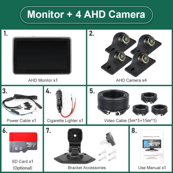 7-inch Touch Screen 4 Channel Split Screen BSD Radar Alarm Car DVR Recorder Parking Monitor — Rearview Safety Systems, JOHO - CarGear