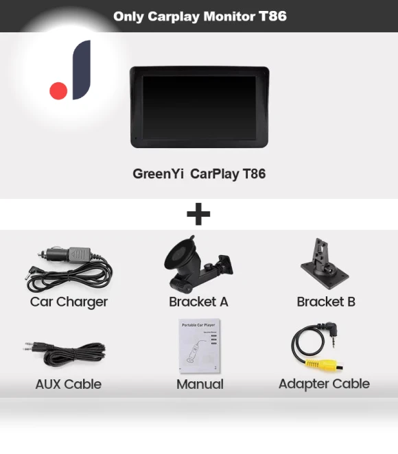 7-inch Touch Screen WiFi Wireless Apple Carplay and Android Auto Car Multimedia Monitor with AHD 1080P Rear View Camera — Stereo Receivers, JOHO - CarGear