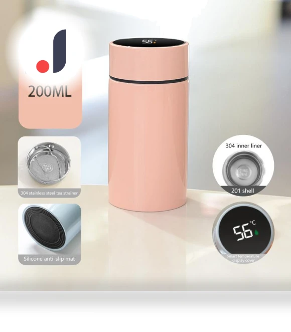 Smart Thermos Water Bottle with Temperature Display — Travel Drinkware, Rainy Hyades