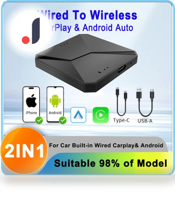 Wireless Android Auto & Carplay AI Box — Stereo Receivers, AE Selection