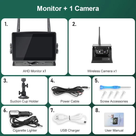 7-inch Wireless Touch Screen DVR Recorder with Monitor and Solar Power — Rearview Safety Systems, JOHO - CarGear