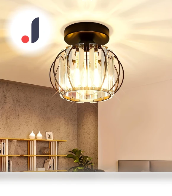 Modern Ceiling Light with Touch Control and Polished Crystal Shade — Overhead Lighting, Comfort Homeware
