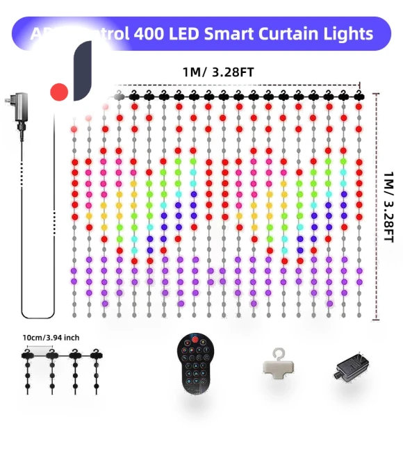 RGB Smart Fairy Lights for Window Curtains — String Lights, Lntelligent Living Hall