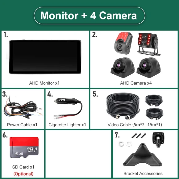 Wireless Carplay Android Auto 4CH Touch Screen Dash Cam Monitor — Rearview Cameras for Cars, JOHO - CarGear