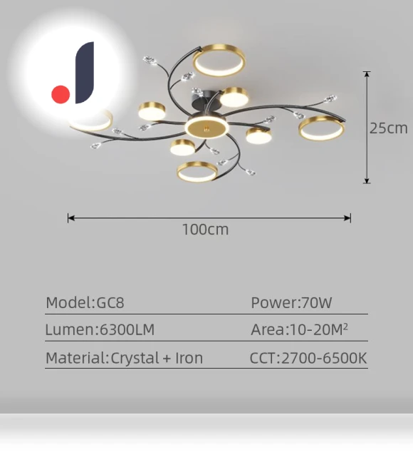 Luxury LED Ceiling Chandelier with Smooth Brightness Adjustment — Overhead Lighting, Seahorse Home