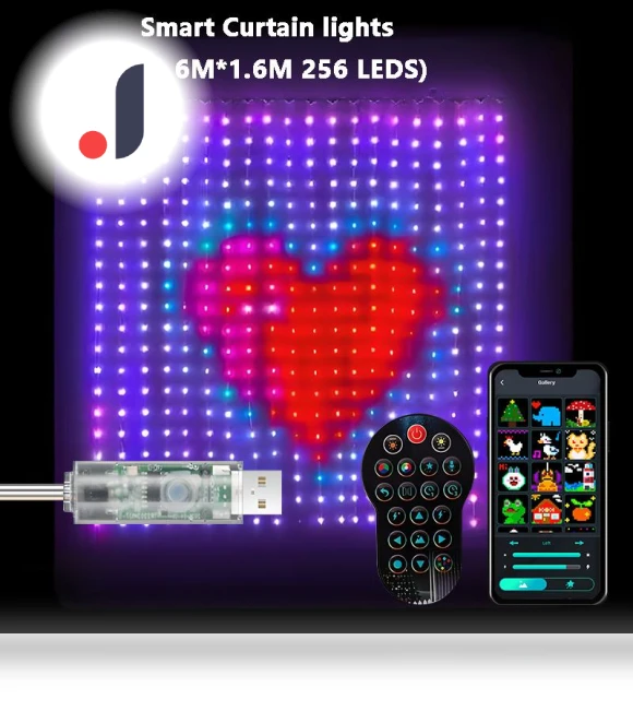 Smart LED Curtain Lights with Bluetooth App Control — String Lights, AE Selection