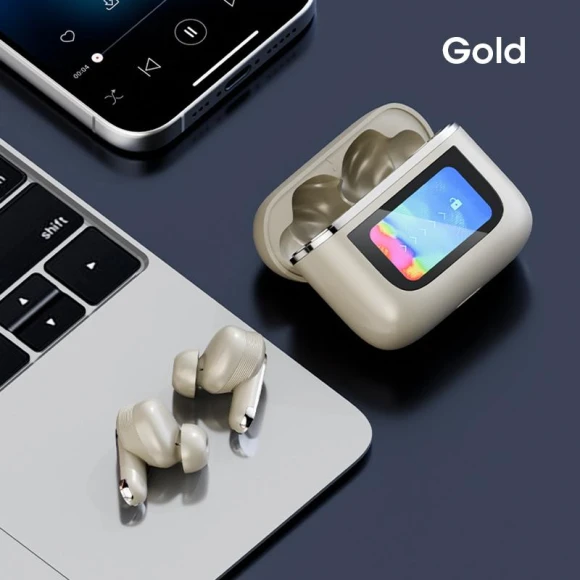 Wireless Earbuds with Color LED Display and Touch Noise Cancellation — In-Ear Headphones, Vinde Home
