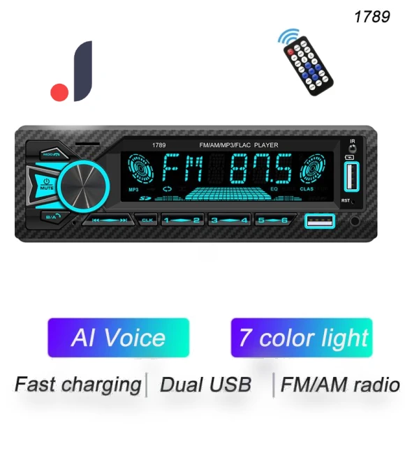 1 Din Car Stereo with MP3, FM, Dual BT, AM, USB, RDS, AUX, TF, AI Voice Support, Fast Charging, Remote Control, 7 Color... — Phone Accessories, Auto Launcher