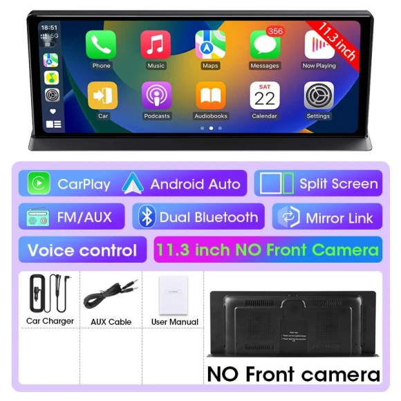 11.3-inch 4K Dash Cam with Wireless Carplay and Android Auto — Dashboard Cameras, Auto Accessories Home
