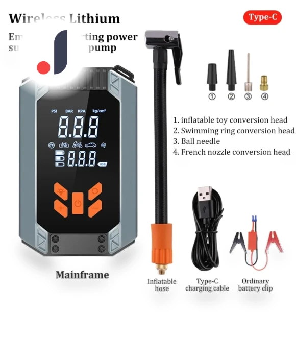 12V Car Emergency Starter with Wireless Lithium Smart Air Pump — Jump Starters, Cars Auto Home