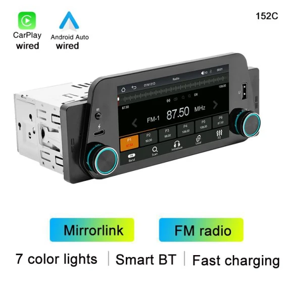 1din 5 HD Touchscreen Android Auto Carplay MP5 Player — Stereo Receivers, Auto Launcher