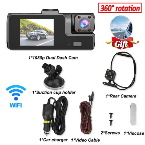 3-Channel Portable 1080P Car DVR — Rearview Cameras for Cars, Auto Accessories Home