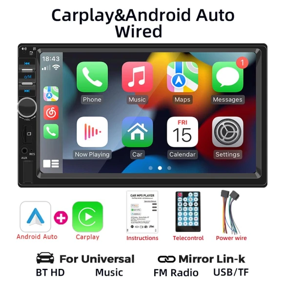 7" Carplay Android Auto 2 Din Touchscreen Car Stereo — Stereo Receivers, Auto Launcher