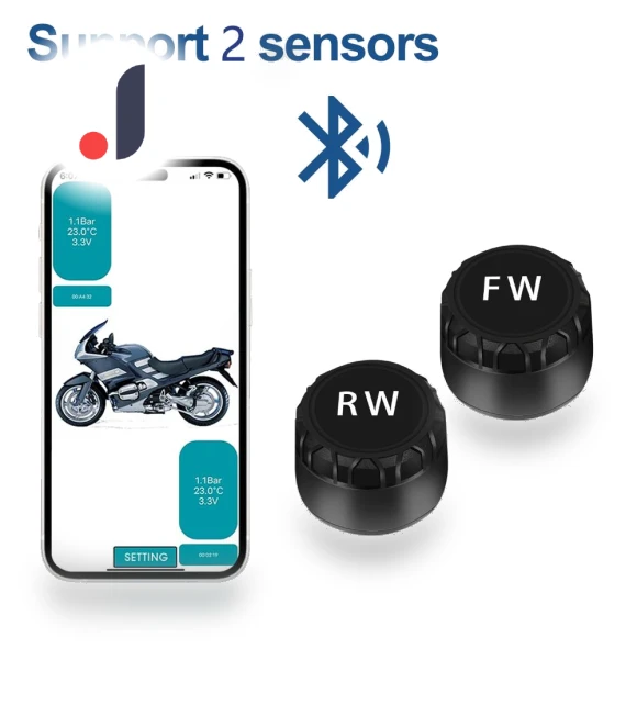 Bluetooth Motorcycle Tire Pressure Monitoring System — TPMS Sensor Replacements, Auto Launcher