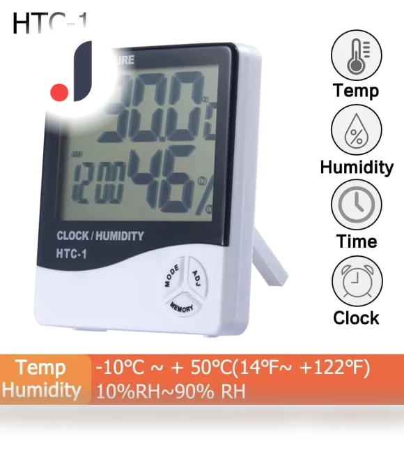 LCD Electronic Humidity Meter Smart Electric Digital Hygrometer Thermometer Weather Station Clock — Hygrometers, Wrigleys