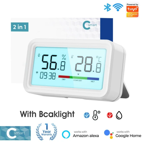 Temperature and Humidity Sensor with Display — Smart Home Hubs & Controllers, Super Dream Home