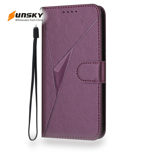 Triangle Pattern Buckle Clasp Leather Phone Case — Flip Cases, Infinix