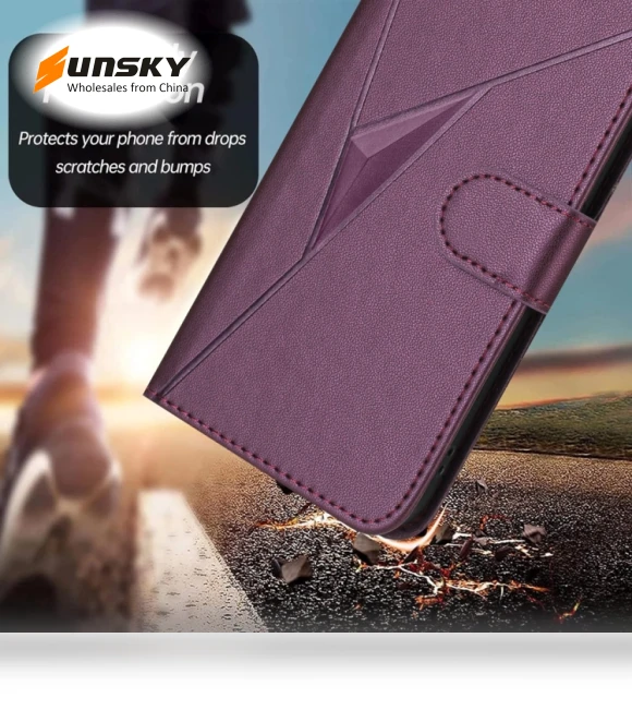 Triangle Pattern Buckle Clasp Leather Phone Case — Flip Cases, Infinix