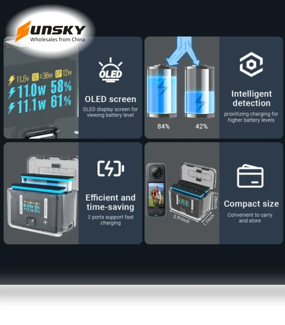 Two-Way Charging Butler with Screen Display for Insta360 X4 — Chargers, CYNOVA