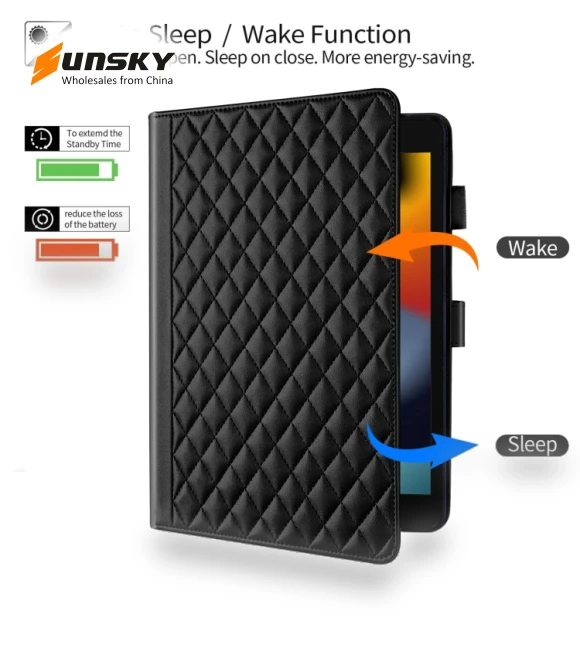 Rhombus Lattice Leather Smart Tablet Case for iPad 10.2/10.5 — Keyboard Cases