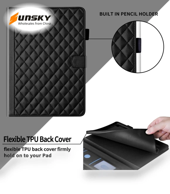 Rhombus Lattice Leather Smart Tablet Case for iPad 10.2/10.5 — Keyboard Cases