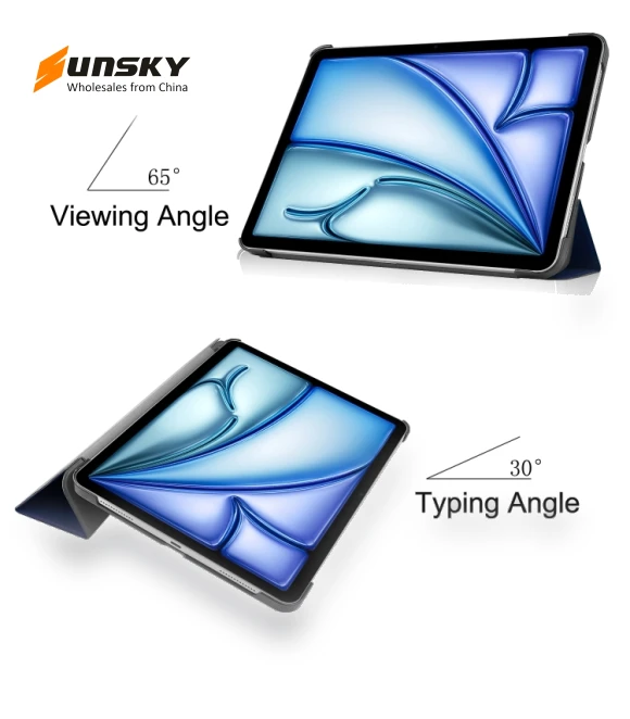 3-Fold Holder Smart Leather Tablet Case for iPad Air 13 2024 — Protective Cases, Custer