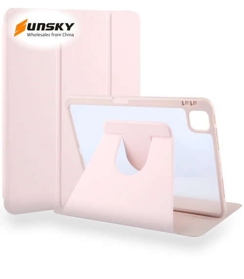 Acrylic TPU 3-folding Rotating Smart Tablet Leather Case for iPad Pro 11 — Cases, GEBEI