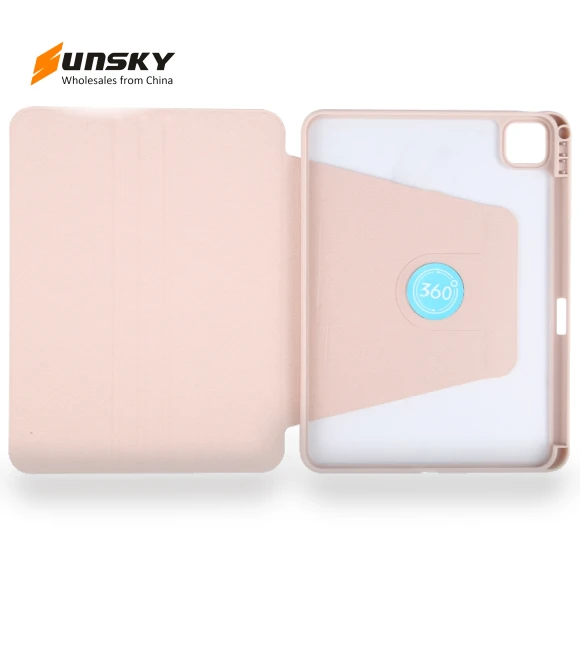 Acrylic TPU 3-folding Rotating Smart Tablet Leather Case for iPad Pro 11 — Cases, GEBEI