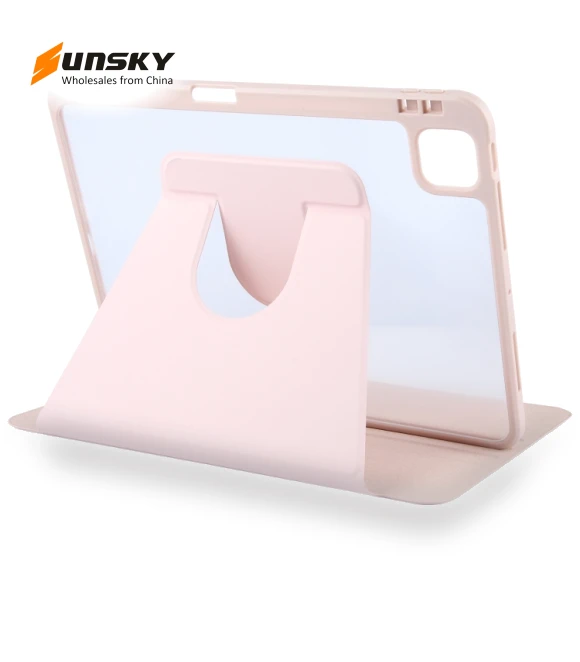 Acrylic TPU 3-folding Rotating Smart Tablet Leather Case for iPad Pro 11 — Cases, GEBEI