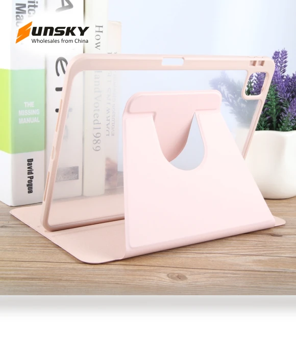 Acrylic TPU 3-folding Rotating Smart Tablet Leather Case for iPad Pro 11 — Cases, GEBEI