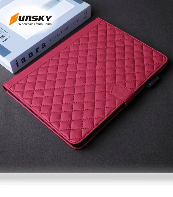 Rhombus Lattice Leather Smart Tablet Case for iPad Pro 13 2024 — Keyboard Cases