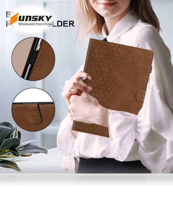Honeycomb Embossed Leather Smart Tablet Case for Samsung Galaxy Tab A7 2020 — Keyboard Cases, Samsung