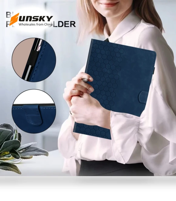 Honeycomb Embossed Leather Smart Tablet Case for Samsung Galaxy Tab S6 Lite — Keyboard Cases, Samsung