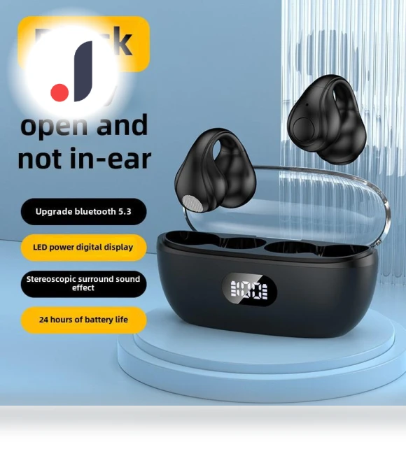 Bluetooth 5.3 Ear Clip Headset with Display — Headsets, AI Supermarket
