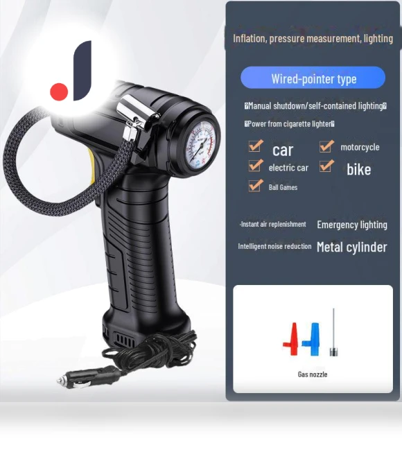 Portable Wireless Car Air Pump with Digital Display and Emergency Light — Inflation Devices, AI Supermarket