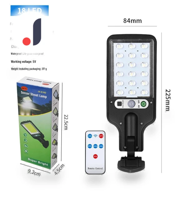 Rechargeable Solar-Powered Wall Light with Motion Sensor — Outdoor Security & Flood Lighting, AI Supermarket