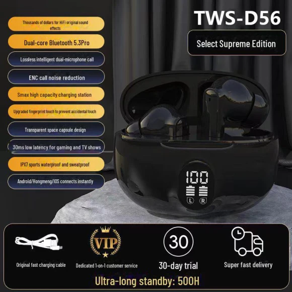 Smart Voice True Wireless Bluetooth Earbuds — In-Ear Headphones, TopSky