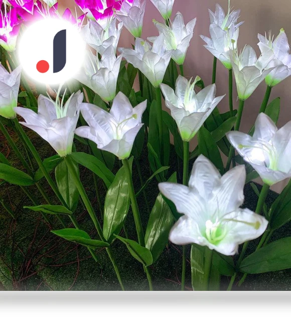 Waterproof LED Garden Light with Lilies — Outdoor Security & Flood Lighting, AI Supermarket
