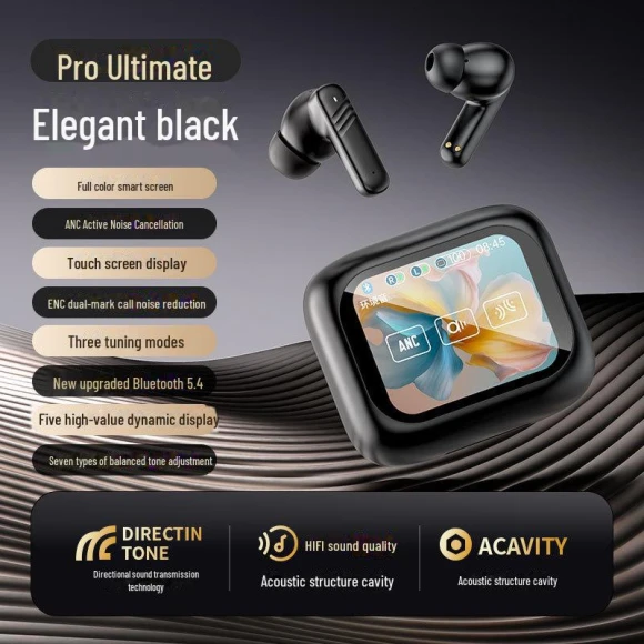 Wireless Bluetooth Headset with AI, TFT Touch Screen, ANC+ENC Noise Cancellation — Audio Gear, Smarter than future