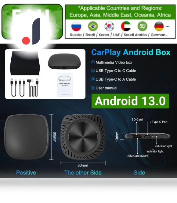 3-in-1 Android 13 Carplay Adapter — Stereo Receivers, Happy Home Mall