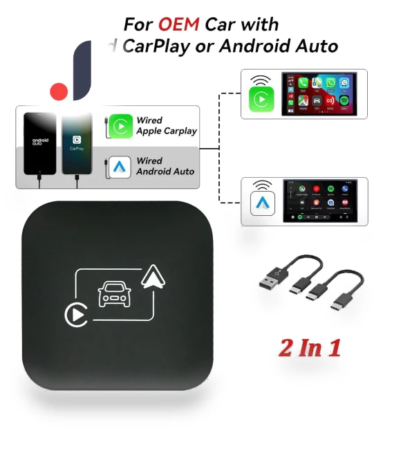 4-in-1 Smart Carplay AI Box Wireless Adapter — Stereo Receivers, Auto Accessories Home