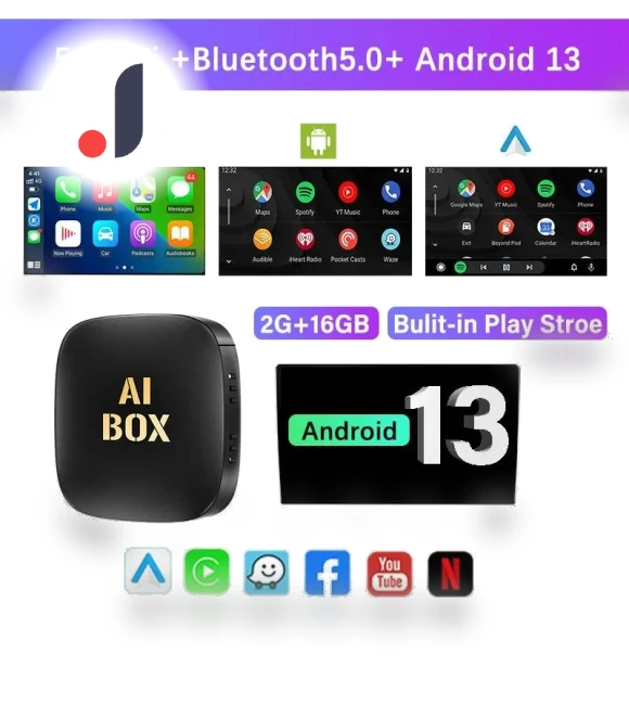 Android 13 CarPlay Smart AI Box — Stereo Receivers, Auto Launcher