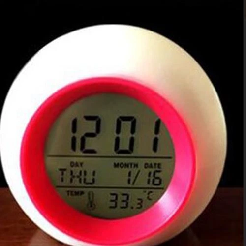 Colorful Round LED Digital Alarm Clock with Touch Control — Clocks, AKA005
