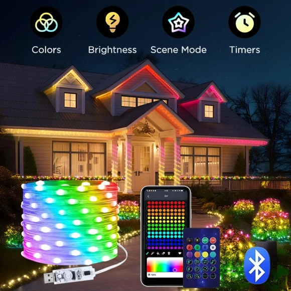 USB Smart LED Curtain with Bluetooth App — String Lights, AE Selection