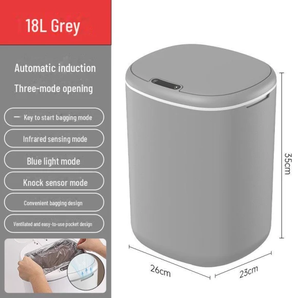 Smart Induction Trash Can with Lid — Kitchen Cans, ChenBei