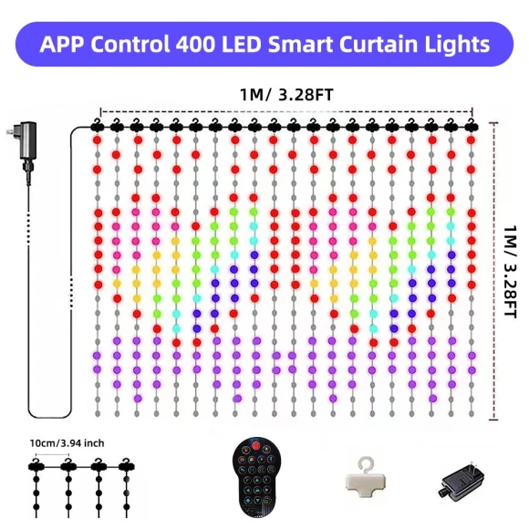 RGB Window Curtain Fairy Lights — String Lights, Modern Home Furnishing