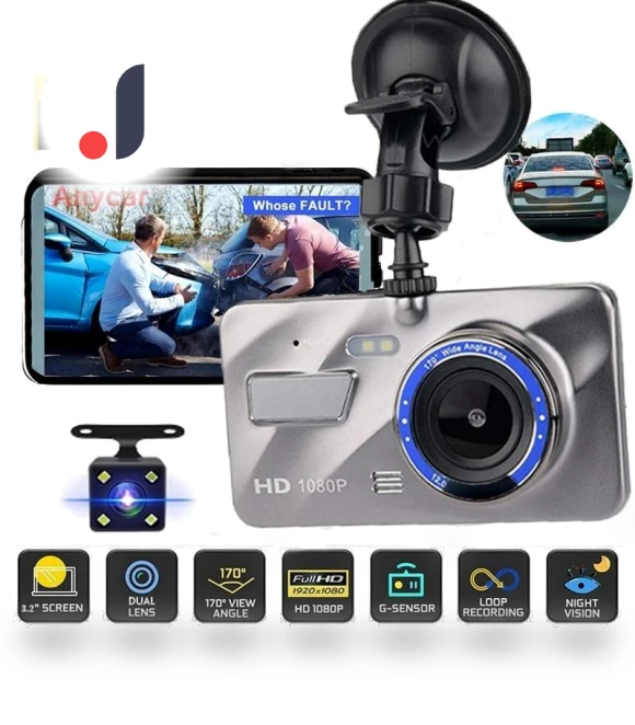 Dual Lens 1080P Dash Cam with 4-Inch LCD Screen — Dashboard Cameras, Popular House